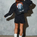 SMILE NOW CRY LATER Crop Denim Jacket