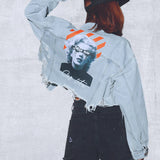 SMILE NOW CRY LATER Crop Denim Jacket