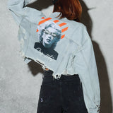 SMILE NOW CRY LATER Crop Denim Jacket