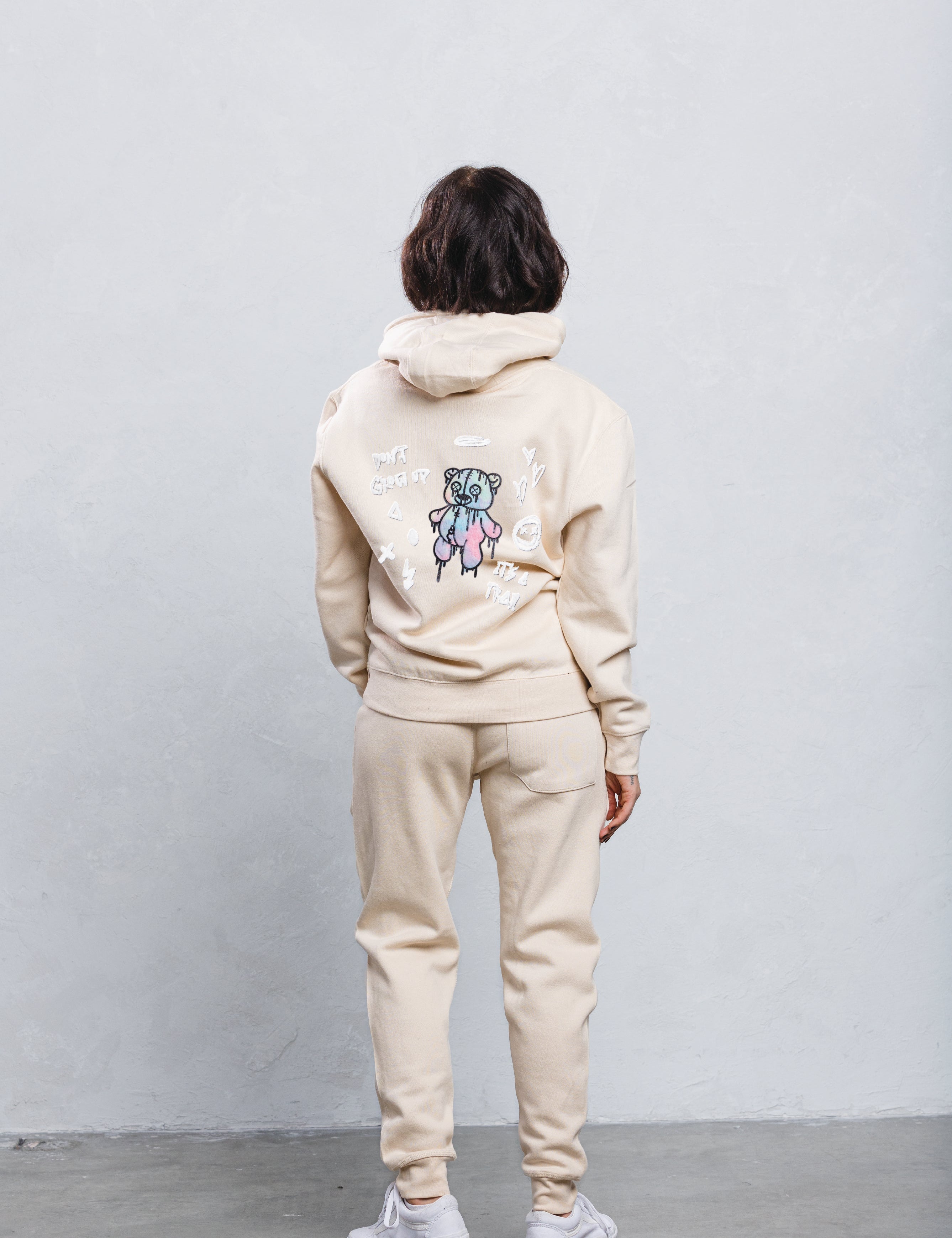DON'T GROW UP White Font Hoodie Set