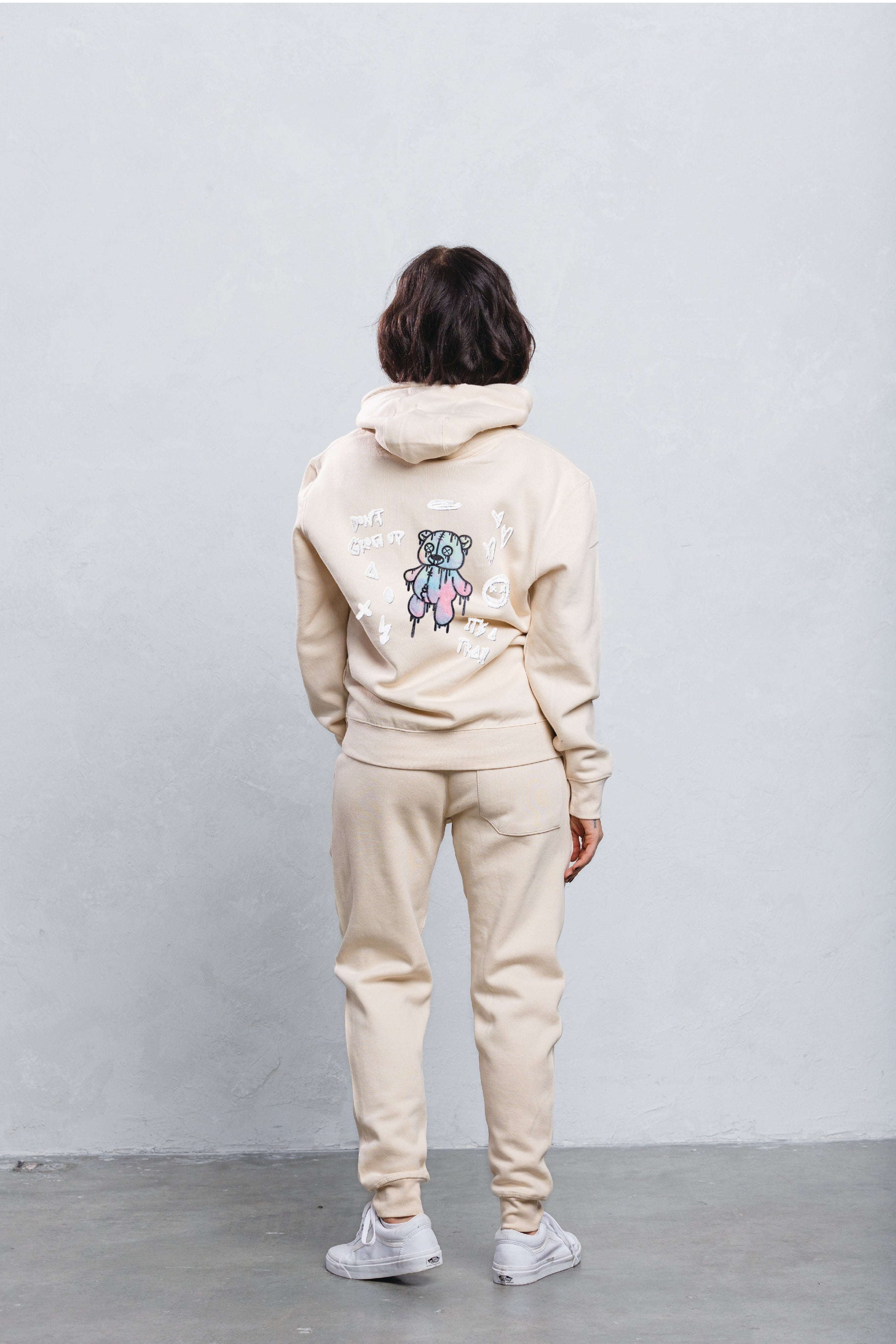 DON'T GROW UP White Font Hoodie Set