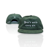 YOU WORTH EVERY SIN 5  Panel Mid Profile Structured Corduroy Snapback