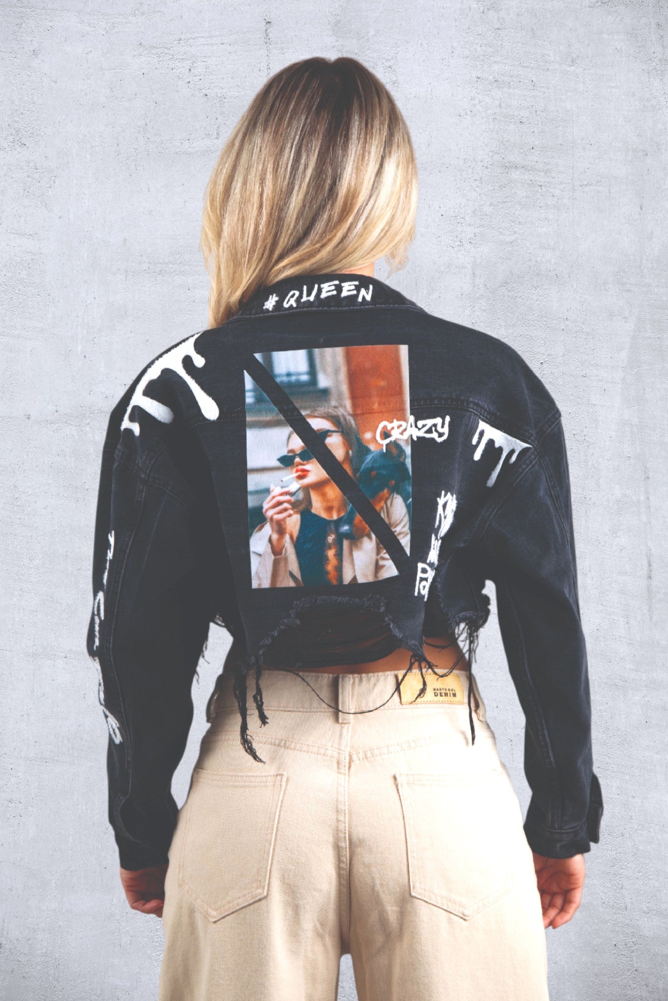 KNOW YOUR POWER Crop Denim Jacket