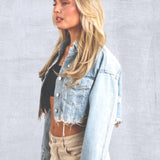 KNOW YOUR POWER Crop Denim Jacket