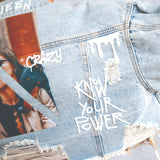 KNOW YOUR POWER Crop Denim Jacket