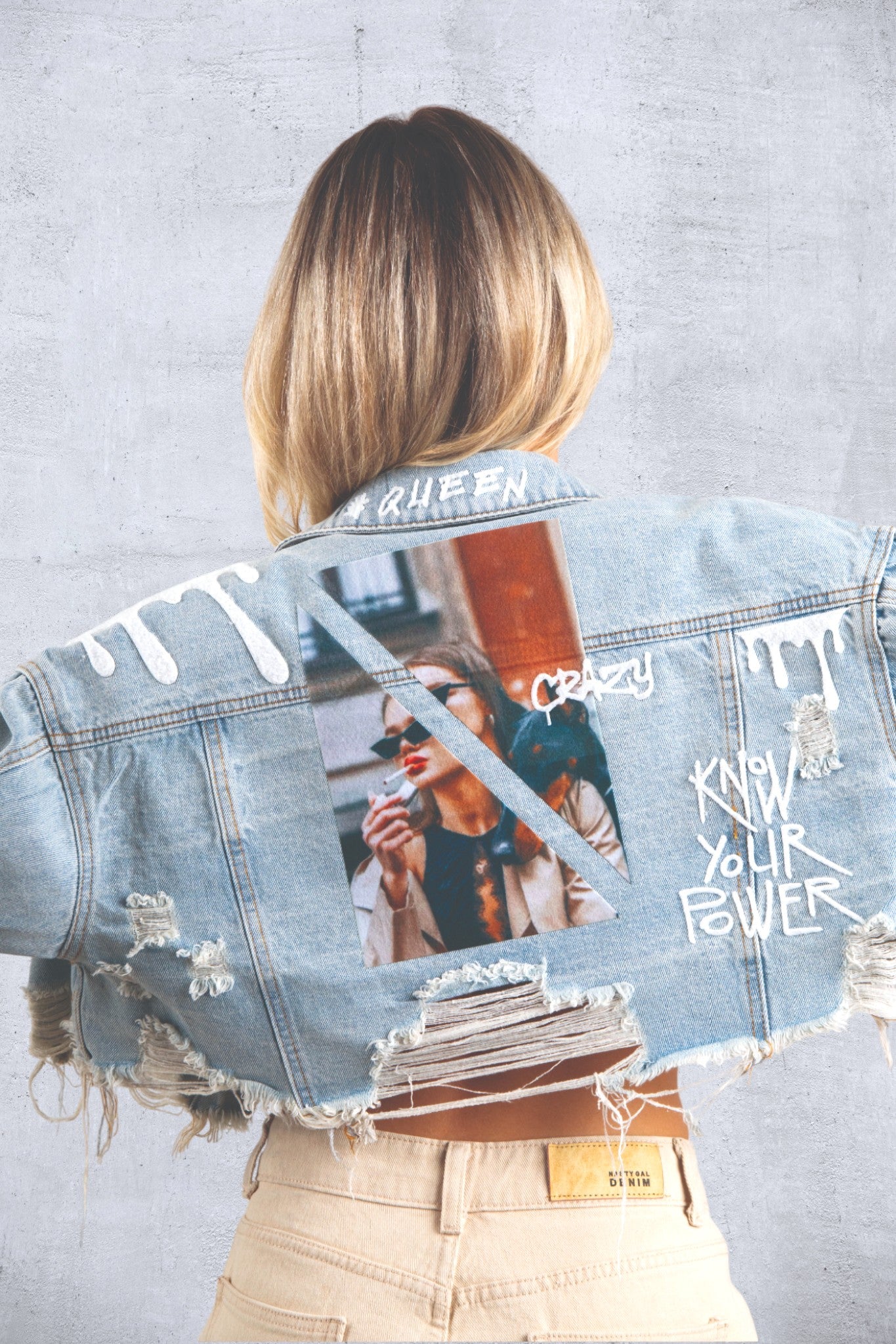 KNOW YOUR POWER Crop Denim Jacket