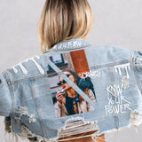 KNOW YOUR POWER Cropped Denim Jacket