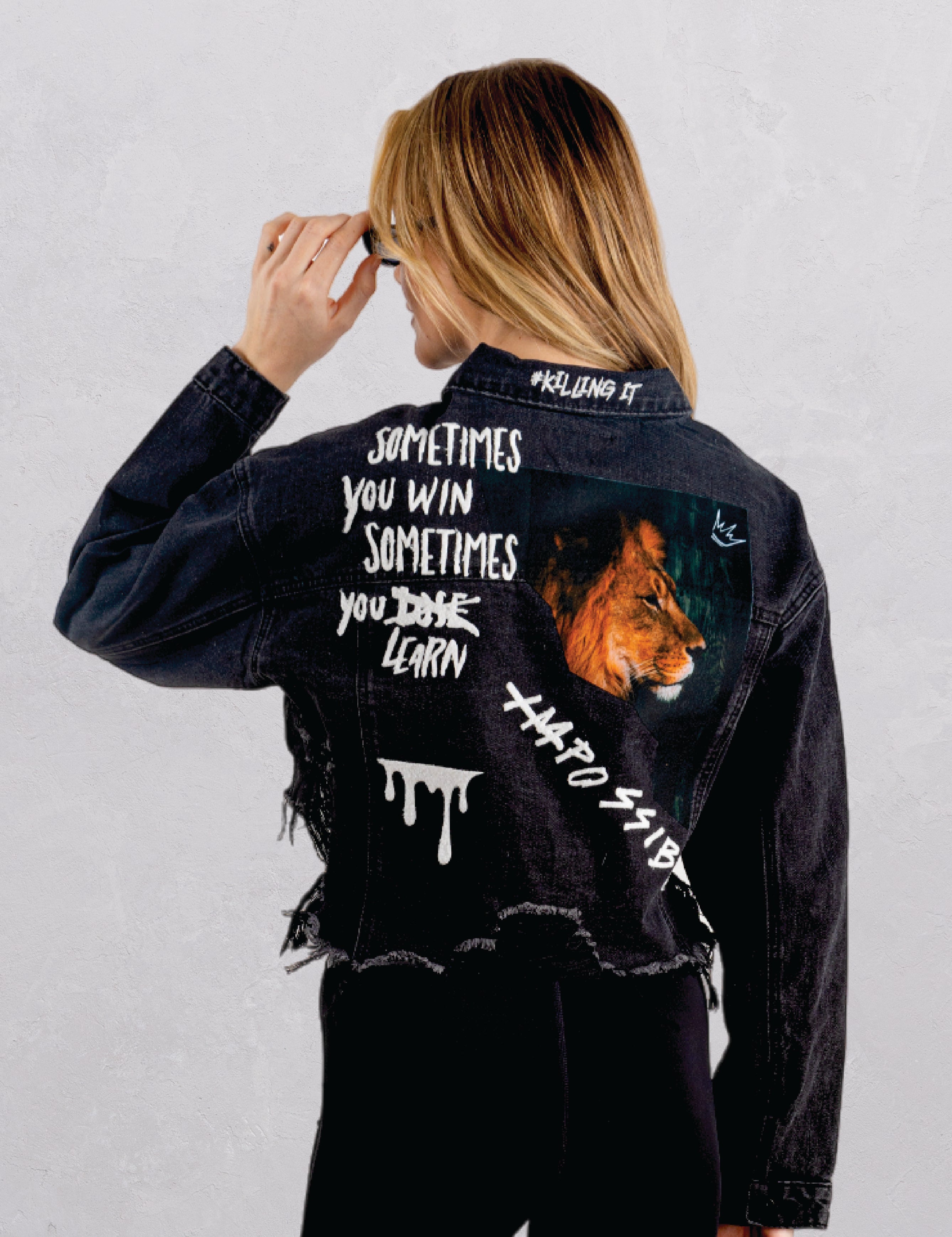 NOTHING IS IMPOSSIBLE Cropped Denim Jacket