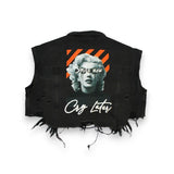 MARILYN SMILE NOW CRY LATER Crop Denim Vest